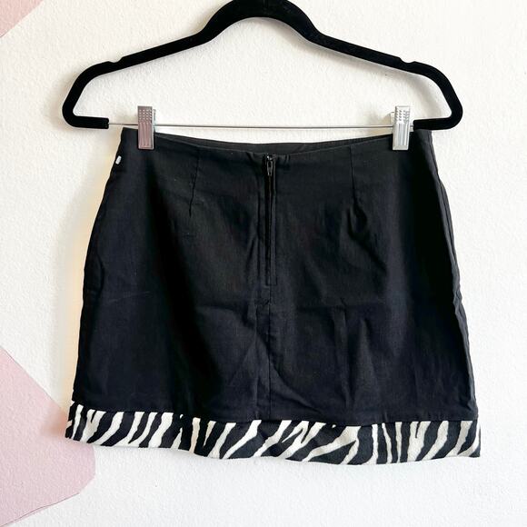 Vintage Black Zebra Print Skirt, Grunge Clubwear Gothic Coquette‎ Medium - Picture 2 of 5